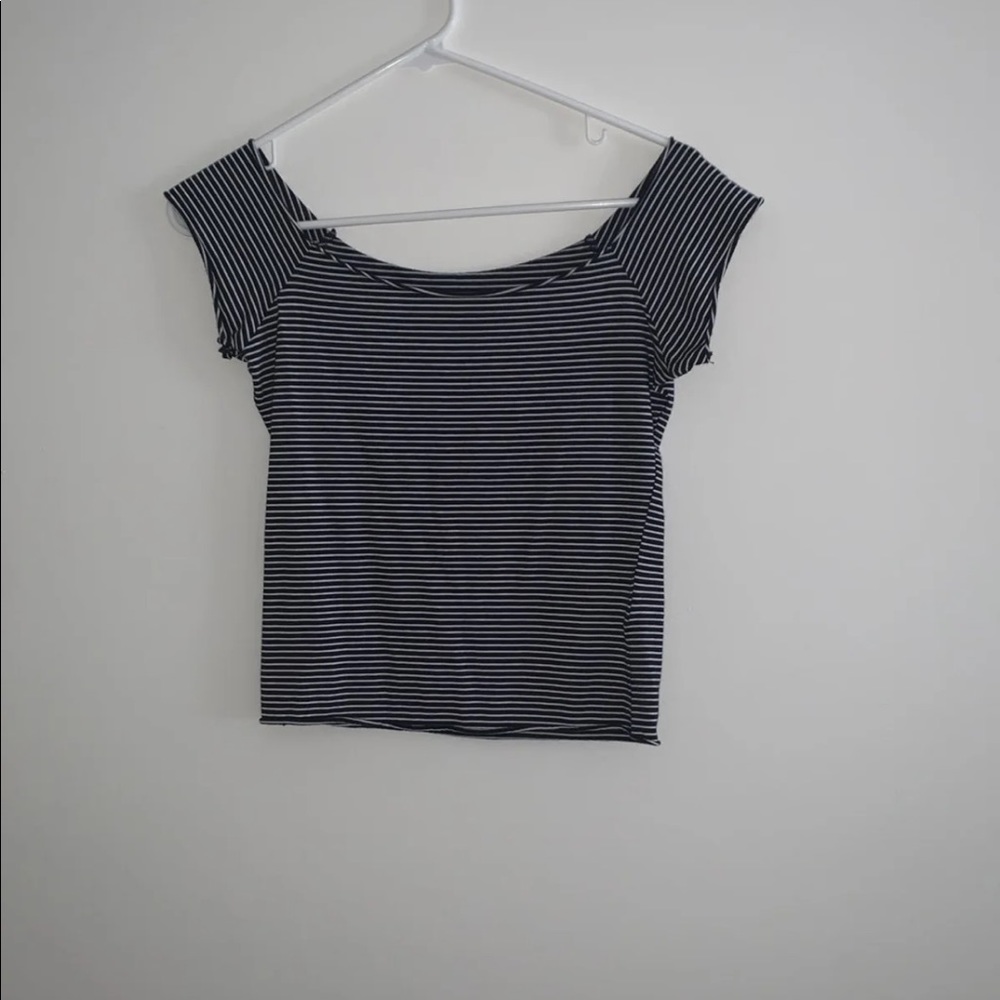 navy and white stripe brandy top